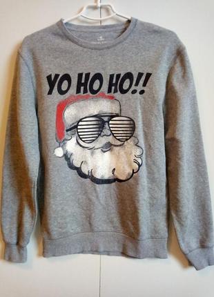Свитшот кофта с принтом санта клаус к новому году или резьбовая про-хо-хо