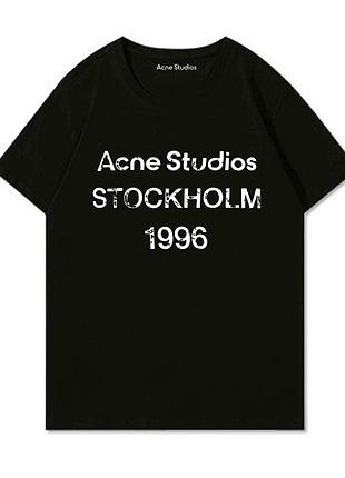 Чорна футболка loys acne studios logo унісекс акне акне xs
