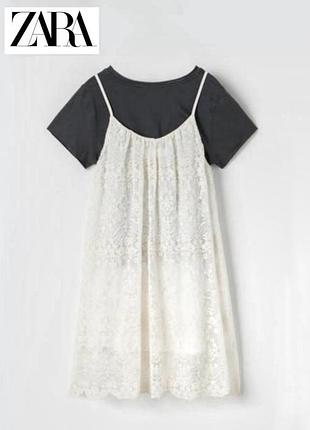 Zara стильное платье сарафан из вышитого кружева 6 лет