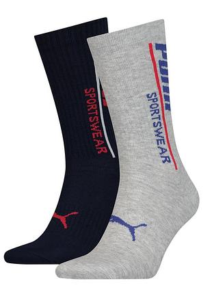 Носки puma men logo classic sock 2p темно-синий, серый чол 39-42