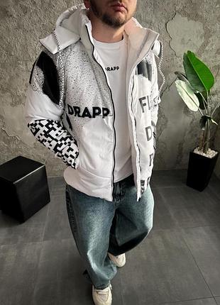 Куртка drapp білого з капюшоном зимова стильна