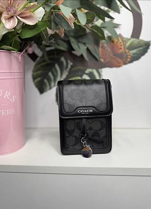 Маленькая сумка, сумка для телефона coach, барсетка для телефона, сумка коач, сумка через плечо, кросс-боди черный