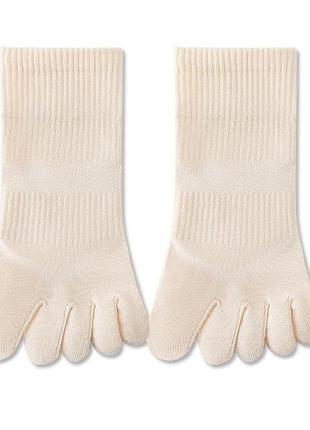 Женские короткие носки с пальцами (36-39) абрикосовые