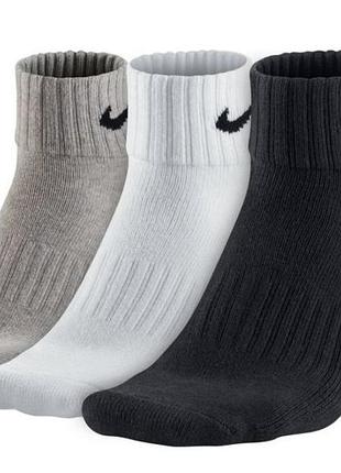Носки nike u nk v cush ankle- 3p value черный, белый, серый уни 42-46