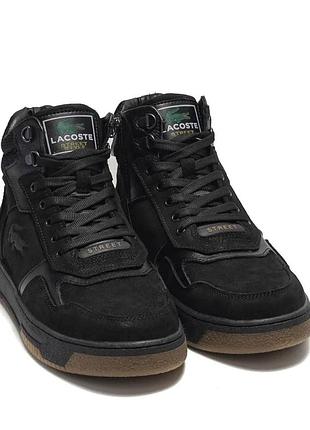 Зимние кожаные ботинки lacoste черные