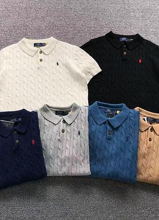 Футболка поло ralph lauren мужское классическое премиум поло черное белое стильное поло вязаное с воротником ральф лорен