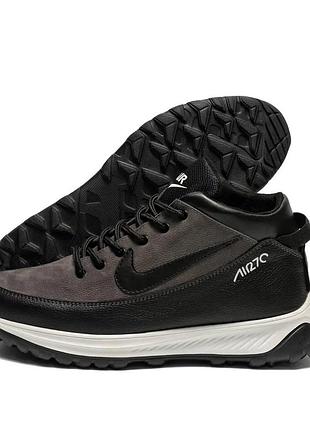 Зимние кожаные ботинки air max grey