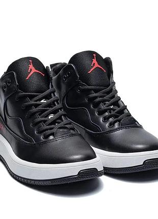 Зимові шкіряні черевики jordan чорні