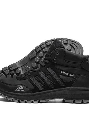 Зимові черевики adidas з натуральної шкіри та набивної шерсті чорні