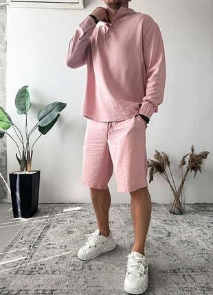 Комплект сорочка шорти чоловіча бавовна стиль літо тонка тканина