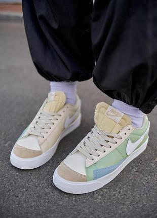 Салатовые кроссовки nike blazer 77 low vintage green beige женские найк блейзер 77 винтаж 39