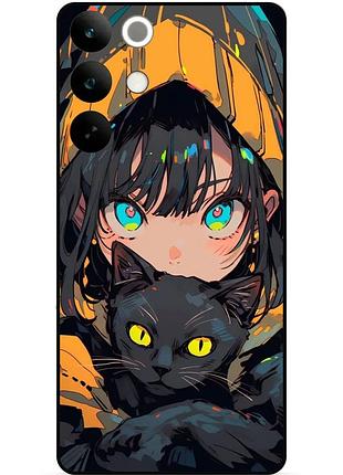 Силіконовий бампер чохол для realme c85 pro з малюнком котик аніме