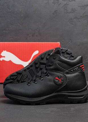 Зимние кожаные кроссовки puma черные