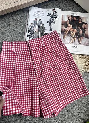 Оригінальні жіночі шорти червоні в клітинку zara😍