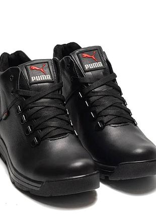Зимние кожаные ботинки puma черные