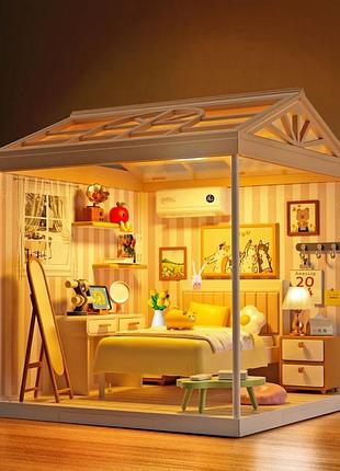 Румбокс дом 3d конструктор diy спальня интерьер с подсветкой mini house 8004