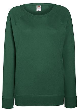 Женский свитшот lightweight raglan sweat lady-fit, хлопок xs, 38 темно-зеленый
