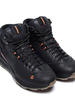 Черевики зимові merrell з натуральної шкіри та набивної шерсті колір чорний