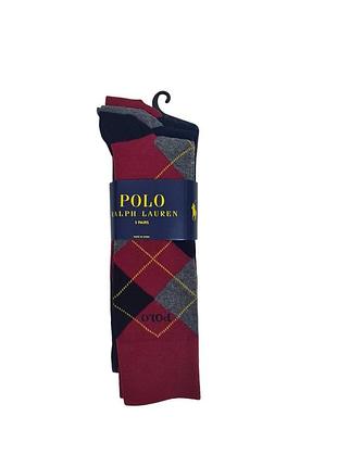 Чоловічі шкарпетки polo ralph lauren crew 3 пари, середня частина ікри