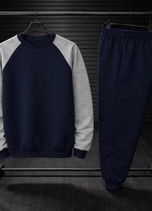 Спортивний костюм чоловічий сірий з темно синім світшот джогери xs-xxl українського виробництва бренду kuznecoff l