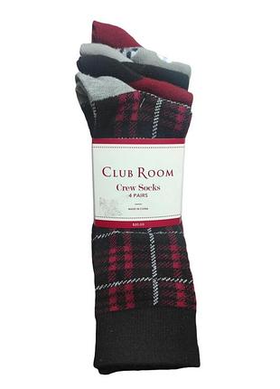 Чоловічі шкарпетки clube room crew socks, 4 пари в упаковці, різного кольору, розмір 8-13