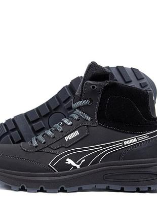 Кожаные зимние ботинки puma цвет черный/белый