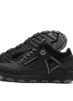 Кроссовки зимние кожаные merrell набивная шерсть черные