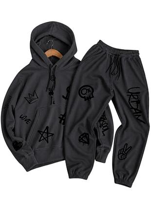 Мужской спортивный костюм темно серый всесезонные худи и штаны xs-xxl украинского производства бренда kuznecoff m