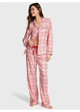 Женская пижама (штаны + рубашка) victoria's secret (295992657153) flannel long pajama set m розовая