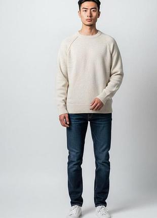 Женский хлопковый вязаный свечер american eagle, рукав реглан, бежевый, размер xl