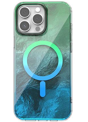 Яскравий чохол shiny mountain (блискуча гора) для apple айфон 14 pro green / blue