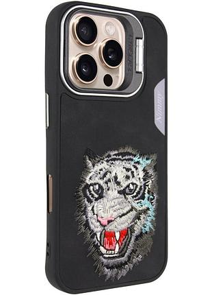 Чохол tpu friends стильний принт для apple айфон 16 pro кільце-тримач/підставка, black tiger