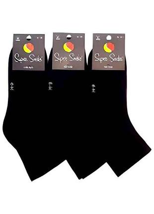 Носки мужские s_200 однотон махровые р.42-44 черный 12пар тм super socks