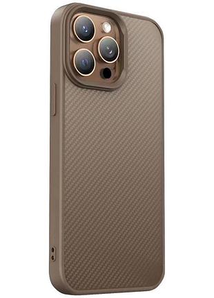 Tpu чехол carbon protective with magsafe для apple iphone 14 pro max (6.7") coffee