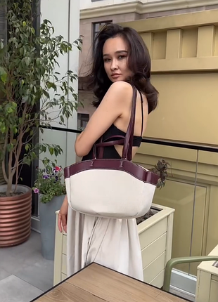 Невелика сумка-шопер з полотняної тканини zara