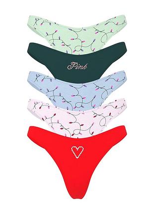 Набор трусиков victoria's secret (51522415216) 5-pack cotton thong l комбинированные