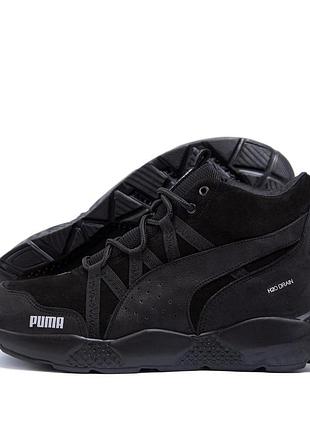 Ботинки зимние puma из натуральной кожи и набивной шерсти черный