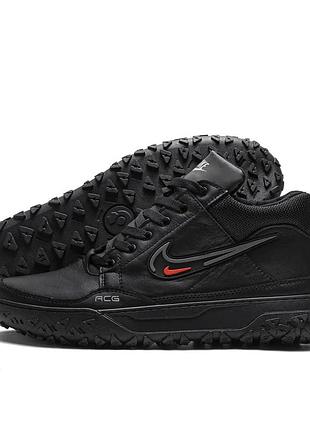 Черевики nike зимові шкіряні, хутро чорні