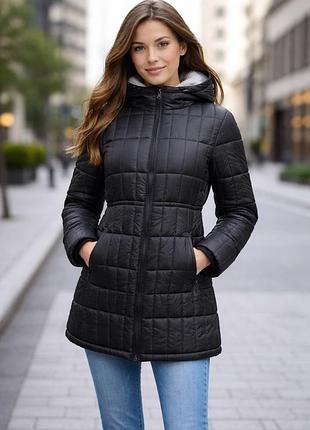 Жіноча зимова куртка steve madden, з пухом, з капішоном, чорного кольору, стьобана, розмір m