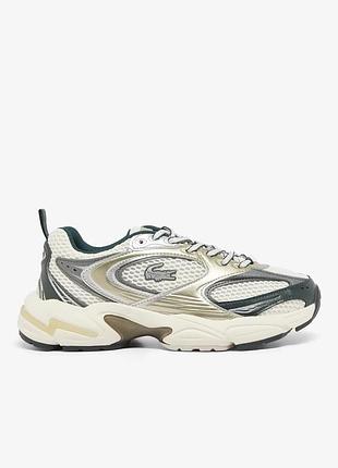 Кроссовки мужские lacoste storm 96 2k сеточка/текстиль, бежевые/зеленые, размер 42.5 (стелька 267 мм.)