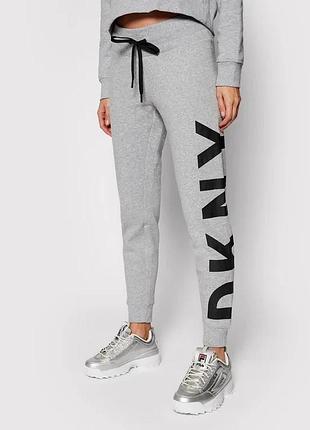 Жіночі спортивні штани dkny, сірого кольору, з написом, розмір l