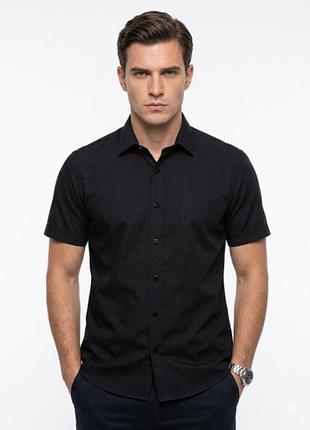 Рубашка льняная короткий рукав black stone 3720 black l