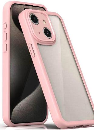 Чехол tpu transparent, colour 1.5 мм для apple айфон 15, прозрачный силиконовый чехол с цветным бампером pink