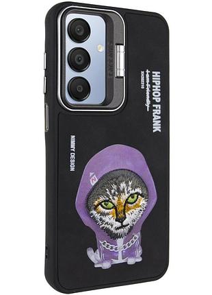 Чохол tpu friends стильний принт для samsung galaxy a25 5g кільце-тримач/підставка, black cat