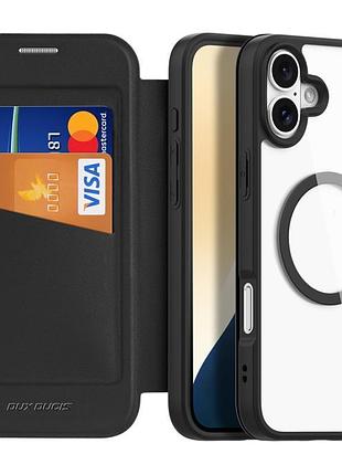 Чохол-книжка dux ducis skin x pro with magsafe для apple iphone 16 (6.1") black