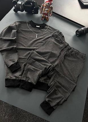 Мужской спортивный костюм темно серый всесезонные свитшот и штаны xs-xxl украинского производства бренда kuznecoff