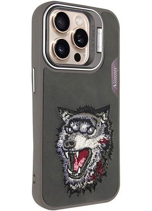 Чохол tpu friends стильний принт для apple айфон 15 pro max кільце-тримач/підставка, grey wolf