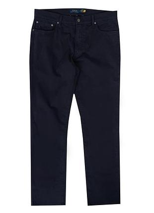 Чоловічі прямі стрейч-сатинові штани polo ralph lauren varick slim straight, темно-сині, розмір w40/l38 (великі розміри)