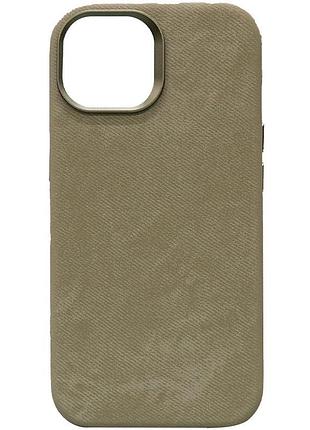 Чехол-накладка denim magsafe для apple iphone 14 pro max с текстильной фактурой под джинс olive