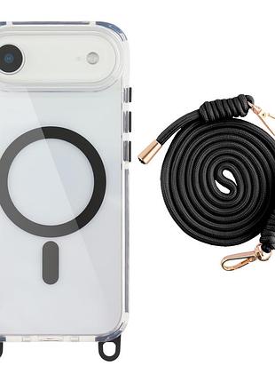 Панель-накладка tpu+pc lanyardcase magsafe для apple iphone 17 air с удобным регулируемым шнурком black
